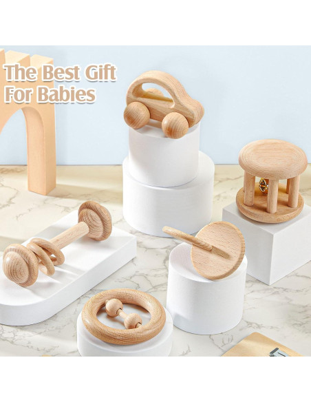 5 Piezas Juguetes de Madera Zhanmai para Bebés 0-12 Meses 5 Piezas Juguetes de Madera Zhanmai para Bebés 0-12 Meses