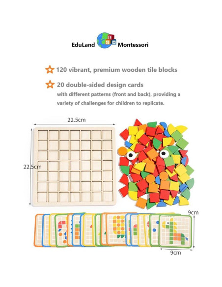 Rompecabezas de Bloques de Madera Eduland Montessori 120 Piezas