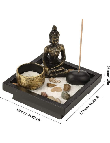 Kit de Mini Jardín Zen GLOGLOW con Portavelas y Porta Incienso
