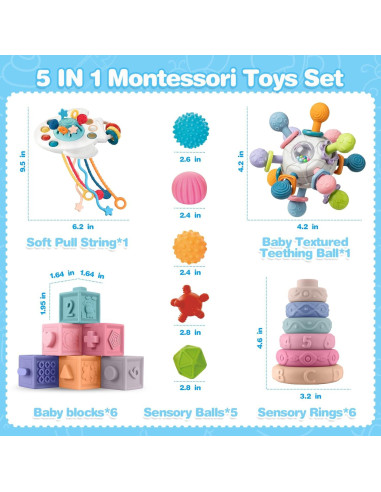 Juguetes Montessori para Bebés SpringFlower 5 en 1 Desarrollo