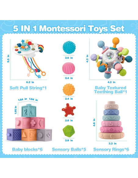 Juguetes Montessori para Bebés SpringFlower 5 en 1 Desarrollo Juguetes Montessori para Bebés SpringFlower 5 en 1 Desarrollo