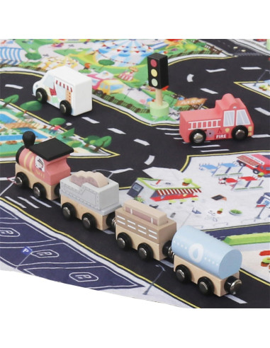 Juego de Tren de Madera TOUCH US con Alfombrilla de Ciudad