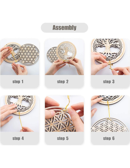 Set de 4 Arte de Pared Geometría Sagrada Madera 13.5 cm Set de 4 Arte de Pared Geometría Sagrada Madera 13.5 cm