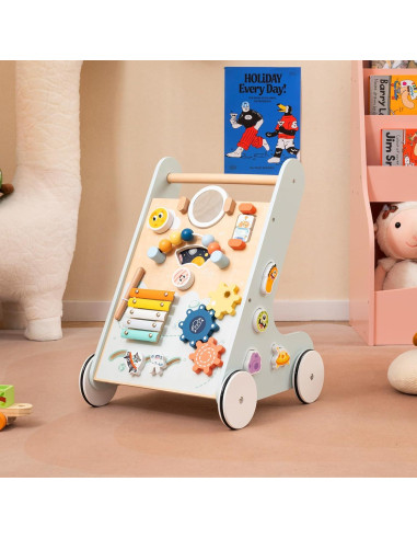 Caminador de Madera BABY JOY 8 en 1 Verde para Niños 1+ Años