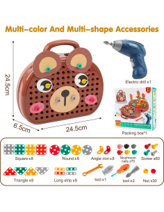 Caja de Herramientas Montessori Mágica Oso - Juguete Educativo 27x25x7cm 2