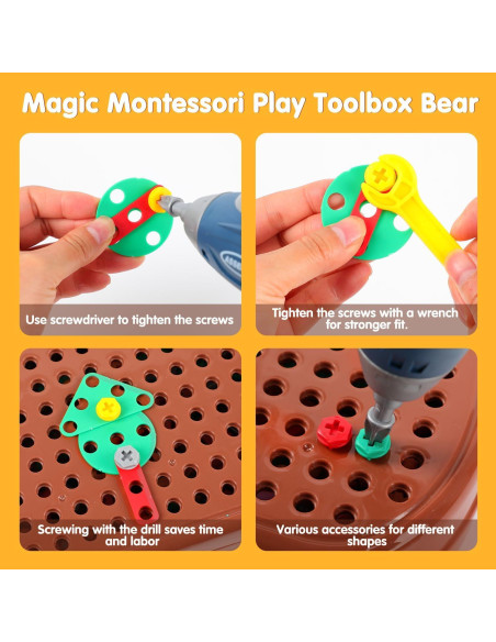 Caja de Herramientas Montessori Mágica Oso - Juguete Educativo 27x25x7cm Caja de Herramientas Montessori Mágica Oso - Juguete Educativo 27x25x7cm