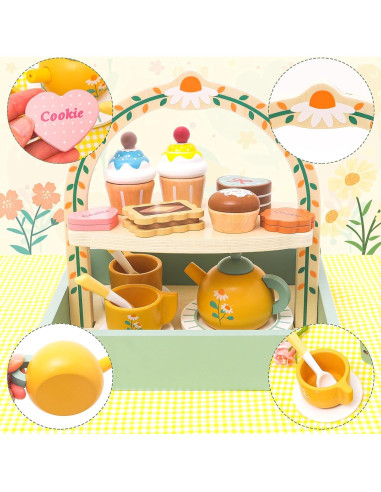 Juego de Té de Madera Supergfs para Niñas 3 a 6 Años