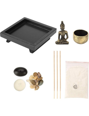 Kit de Mini Jardín Zen GLOGLOW con Portavelas y Porta Incienso