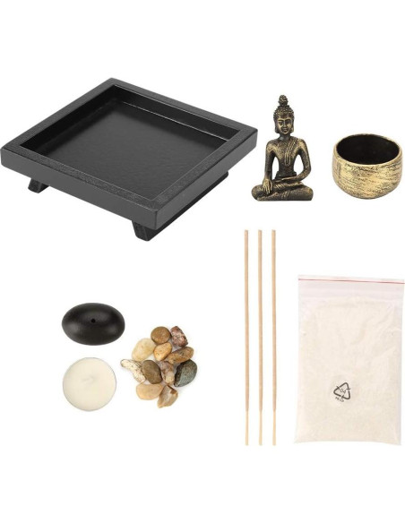 Kit de Mini Jardín Zen GLOGLOW con Portavelas y Porta Incienso Kit de Mini Jardín Zen GLOGLOW con Portavelas y Porta Incienso