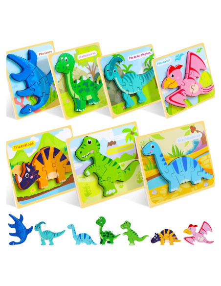 Rompecabezas de Madera Dinosaurios TOY Life 7 Piezas 2-5 Años Rompecabezas de Madera Dinosaurios TOY Life 7 Piezas 2-5 Años