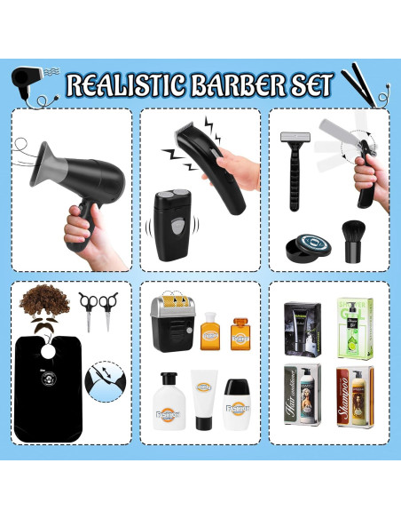 Set de Barbería de Juguete deAO para Niños 29 Piezas Set de Barbería de Juguete deAO para Niños 29 Piezas