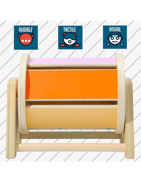 Tambor Arcoíris Giratorio Montessori Mama - Juguete Educativo de Madera para Bebés 6-12 Meses Tambor Arcoíris Giratorio Montessori Mama - Juguete Educativo de Madera para Bebés 6-12 Meses