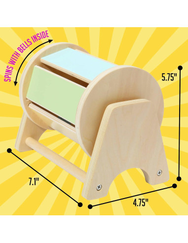 Tambor Arcoíris Giratorio Montessori Mama - Juguete Educativo de Madera para Bebés 6-12 Meses
