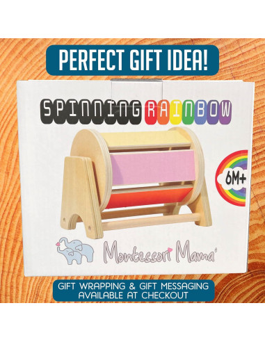 Tambor Arcoíris Giratorio Montessori Mama - Juguete Educativo de Madera para Bebés 6-12 Meses