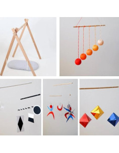 Juego de Móviles Montessori 4x para Bebés - Móvil Munari, Octaédrico, Gobbi y Dancer 2