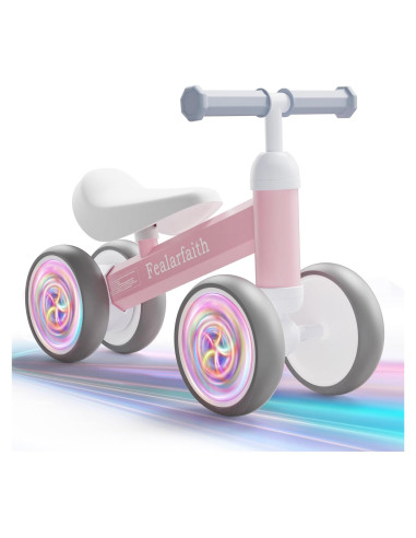 Bicicleta de Equilibrio Rosa para Bebés 1-2 Años 4 Ruedas
