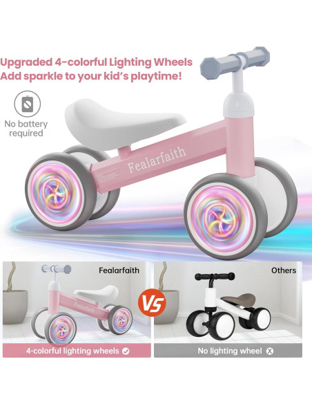 Bicicleta de Equilibrio Rosa para Bebés 1-2 Años 4 Ruedas Bicicleta de Equilibrio Rosa para Bebés 1-2 Años 4 Ruedas
