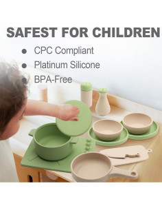 Juego de Cocina para Niños Wollibao - 18 Utensilios de Silicona 2