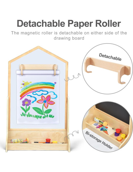 Caballete Magnético Doble Cara KRAND Casa 110 cm con Almacenamiento Caballete Magnético Doble Cara KRAND Casa 110 cm con Almacenamiento