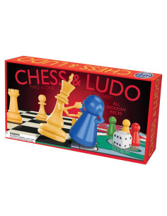 Juego de Ajedrez y Ludo Casa de Canicas - 2 en 1 Familiar