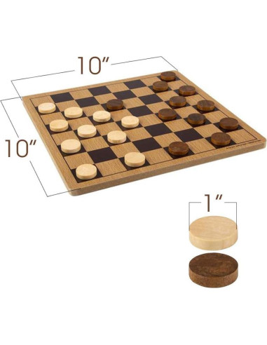 Juego de Damas de Madera Gamie 25.4x25.4 cm para Niños