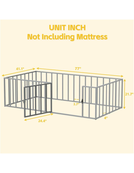 Cama de Piso Twin LOVMOR de Metal con Cerca de Seguridad Cama de Piso Twin LOVMOR de Metal con Cerca de Seguridad