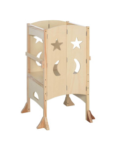 Escalera de Cocina Plegable Qaba para Niños 3-8 Años Madera