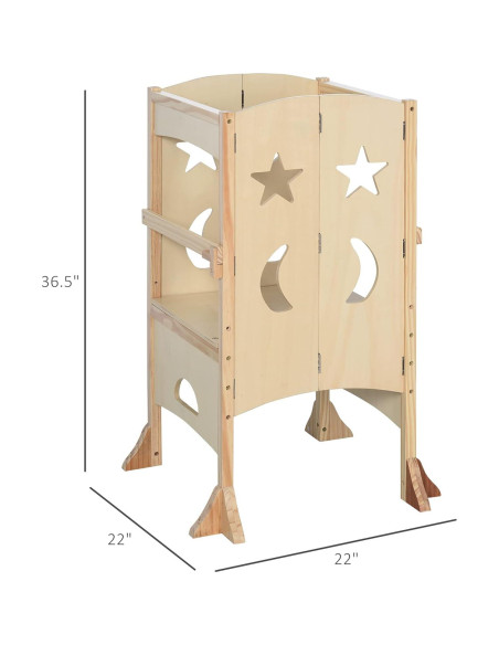 Escalera de Cocina Plegable Qaba para Niños 3-8 Años Madera Escalera de Cocina Plegable Qaba para Niños 3-8 Años Madera