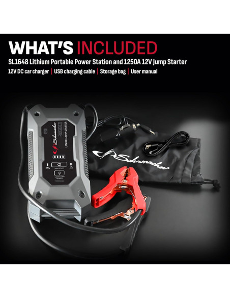 Arrancador de Salto Schumacher SL1648 1250A 12V USB LED Arrancador de Salto Schumacher SL1648 1250A 12V USB LED