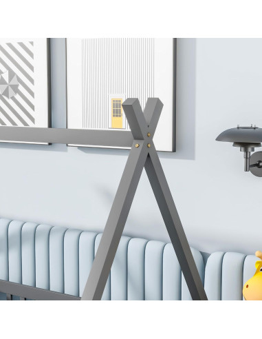 Cama de Piso Twin Bellemave Montessori con Cerca Gris