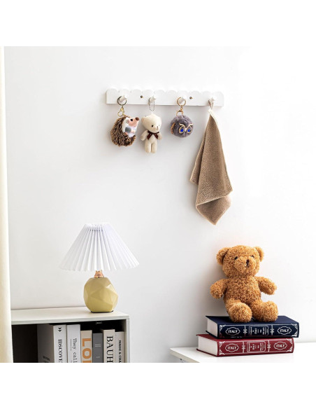 Percheros de Pared Leinuosen 2 Piezas Blanco 8 Ganchos Percheros de Pared Leinuosen 2 Piezas Blanco 8 Ganchos