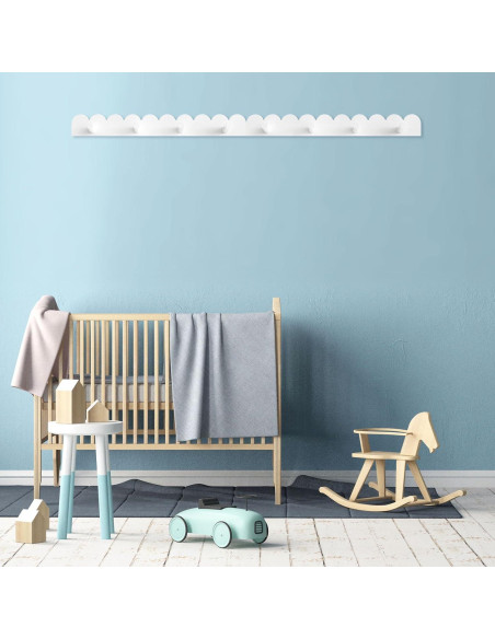 Percheros de Pared Leinuosen 2 Piezas Blanco 8 Ganchos Percheros de Pared Leinuosen 2 Piezas Blanco 8 Ganchos