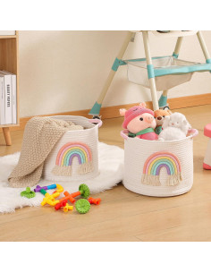 Cesta de Almacenamiento INough Arcoíris 33 cm Algodón 2
