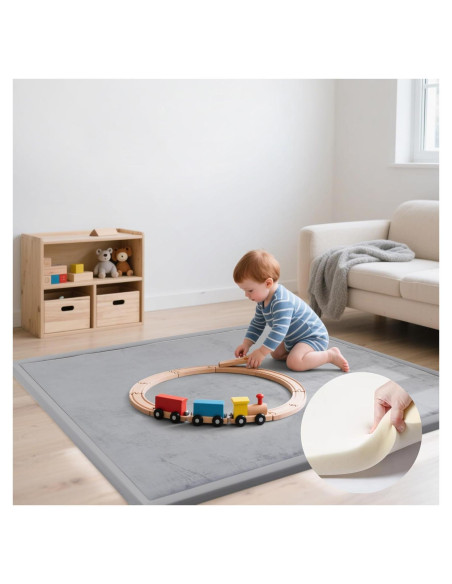 Alfombra de Juego para Bebé 50x50 cm Gris Claro Antideslizante Alfombra de Juego para Bebé 50x50 cm Gris Claro Antideslizante