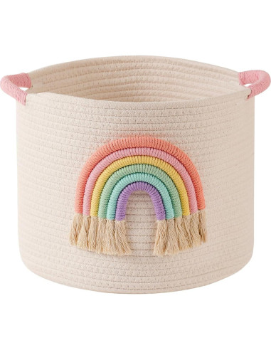 Cesta de Almacenamiento INough Arcoíris 33 cm Algodón