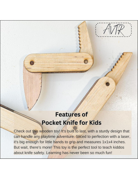 Cuchillo de Juguete de Madera AVTRBoutique 10 cm para Niños Cuchillo de Juguete de Madera AVTRBoutique 10 cm para Niños