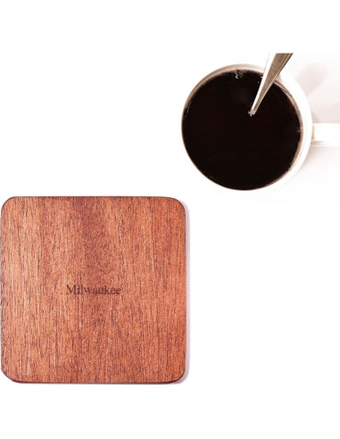 Posavasos de Madera Sapele O3 Design Set de 4 con Mapa
