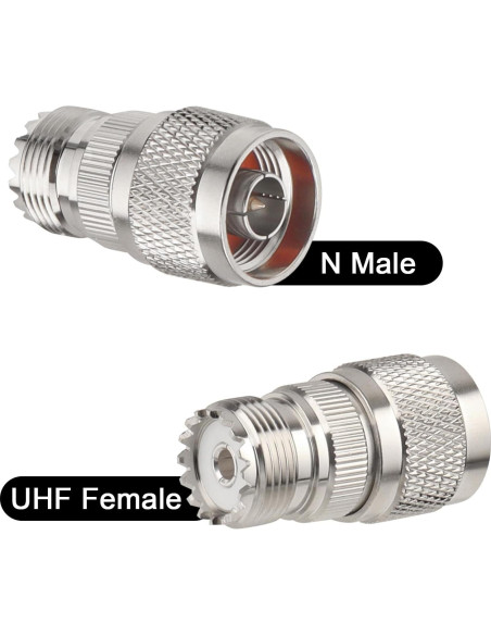 Adaptador N macho a UHF hembra SO-239 MOOKEERF - 2 Piezas Adaptador N macho a UHF hembra SO-239 MOOKEERF - 2 Piezas