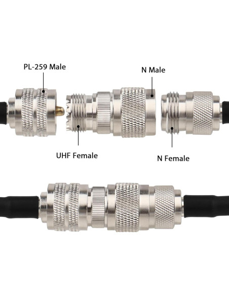 Adaptador N macho a UHF hembra SO-239 MOOKEERF - 2 Piezas Adaptador N macho a UHF hembra SO-239 MOOKEERF - 2 Piezas