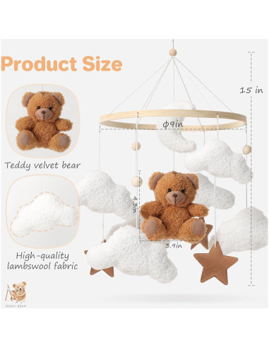 Móvil para Cuna Oso de Peluche Nicemer - Decoración Infantil