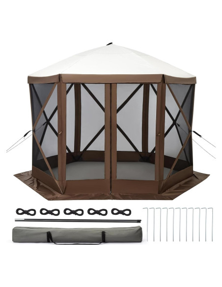 Carpa Gazebo Plegable PeacefulHues 3.81x3.81m Marrón Carpa Gazebo Plegable PeacefulHues 3.81x3.81m Marrón
