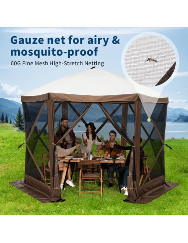 Carpa Gazebo Plegable PeacefulHues 3.81x3.81m Marrón