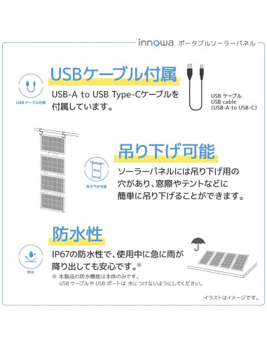 Cargador Solar Portátil innowa 12W USB-A Impermeable IP67