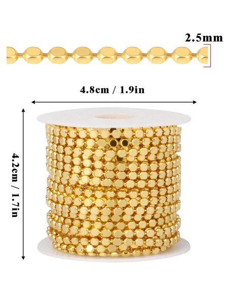 Cadena de Puntos Dorados Cadikez 5.03m 2.5mm Latón Baño Oro Cadena de Puntos Dorados Cadikez 5.03m 2.5mm Latón Baño Oro