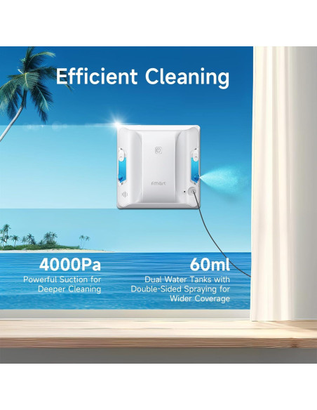 Robot Limpiador de Ventanas FMART W7 Doble Rocío AI 2.48kg Robot Limpiador de Ventanas FMART W7 Doble Rocío AI 2.48kg