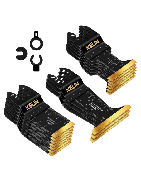 KELIN 16 Piezas Cuchillas Oscilantes Titanio para Metal y Madera KELIN 16 Piezas Cuchillas Oscilantes Titanio para Metal y Madera