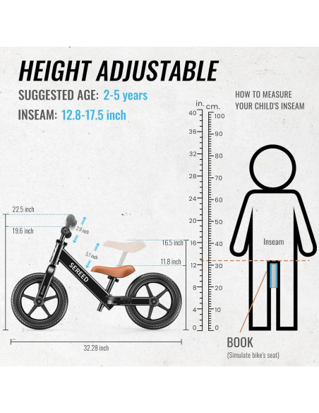 Bicicleta de Equilibrio SEREED SR201 para Niños 2-5 Años Negra Bicicleta de Equilibrio SEREED SR201 para Niños 2-5 Años Negra