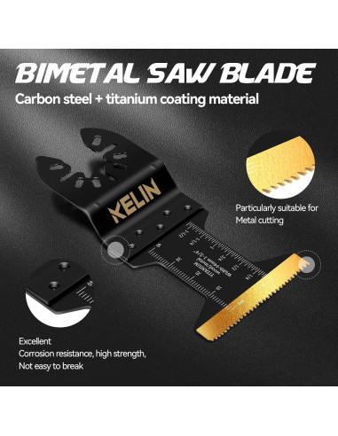 KELIN 16 Piezas Cuchillas Oscilantes Titanio para Metal y Madera
