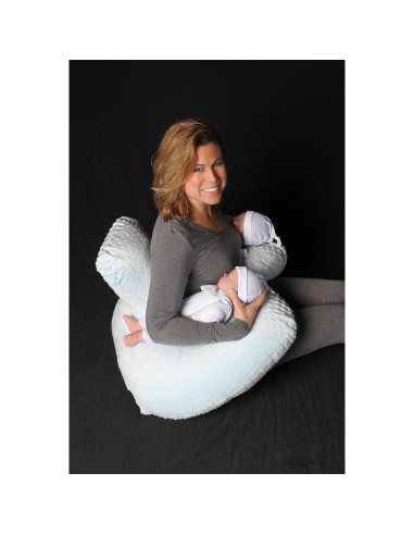 Cojín Twin Z Azul - Soporte para Gemelos, Lactancia y Reflujo