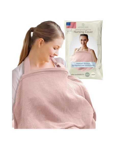 Cubierta de Lactancia Kiddycare Rosa Algodón Muslín Transpirable Cubierta de Lactancia Kiddycare Rosa Algodón Muslín Transpirable